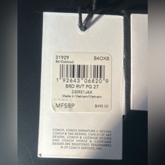 COACH PAGE 27 OXBLOOD WITH RIVETS GUC - Picture 13 of 16